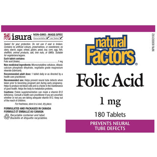 Natural Factors Folic Acid 1mg 180 Tablets