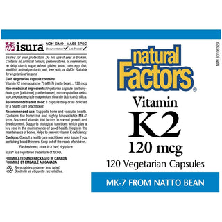Natural Factors Vitamin K2 120mcg 120 Veggie Caps