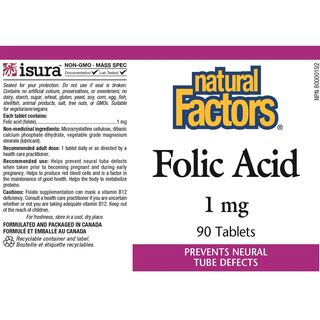 Natural Factors Folic Acid 1mg 90 Tablets