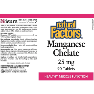 Natural Factors Manganese Chelate 25mg 90 Tablets
