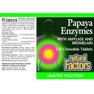 Natural Factors Papaya Enzymes 120 Chewable Tablets
