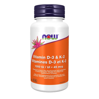 NOW Vitamin D-3 & K-2 1000 IU 120 Veggie Caps