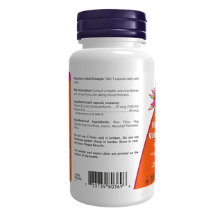 NOW Vitamin D-3 & K-2 1000 IU 120 Veggie Caps