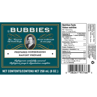 Bubbies Prepared Horseradish 250mL