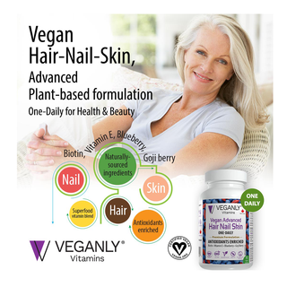 Veganly Vitamins Vegan Advanced Hair Nail Skin 90 Veggie Caps