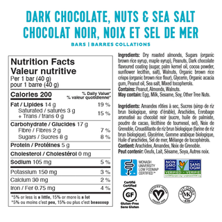 Fody Dark Chocolate,Nuts & Sea Salt Snack Bars 40g
