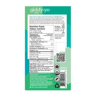 Giddy Yoyo Organic 78% Dark Chocolate Bar Crunchy Mint 60g