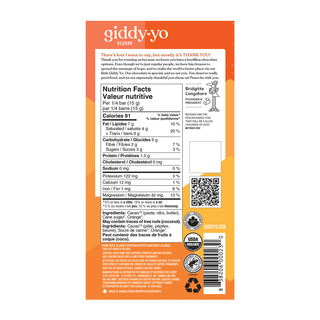 Giddy Yoyo Organic 78% Dark Chocolate Bar Crunchy Orange 60g