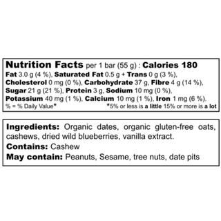 The Oat Company Energy Bar Wild Blueberry 55g