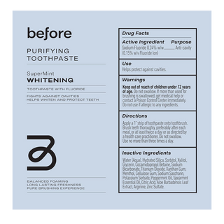 Before Purifying Toothpaste SuperMint Whitening 100mL