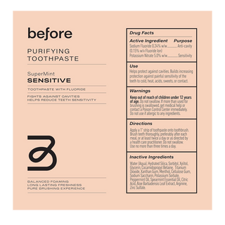 Before Purifying Toothpaste SuperMint Sensitive 100mL
