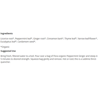Flora Organic Peppermint Ginger Tea 16 Tea Bags
