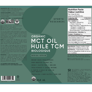 Sports Research Organic MCT Oil Keto 414mL