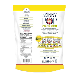 Skinny Pop Popcorn White Cheddar  6X18g