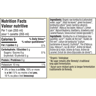 Remedy Organic Kombucha Can Wild Berry 4x355mL