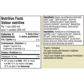 Remedy Organic Kombucha Can Lemonade 4x355mL