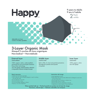 Happy 3 Layer Adult Face Mask Navy 2 Packs