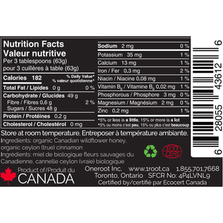 oneroot Organic Cinnamon Honey 300g