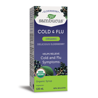 Nature's Way Organic Sambucus Cold and Flu Care Syrup Elderberry 120mL