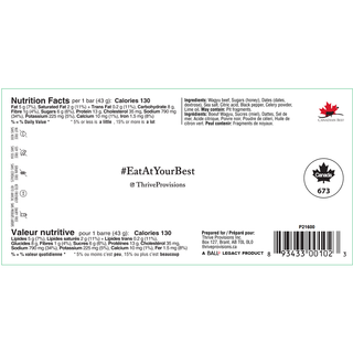 Thrive Provisions Wagyu Beef Bar Honey Lime & Black Pepper 43g