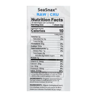 Seasnax Seasnax Organic Seaweed RAW 28g