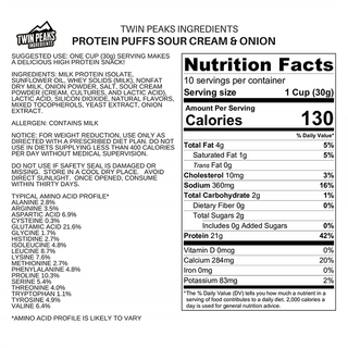 Twin Peaks Protein Puffs Sour Cream & Onion 300g