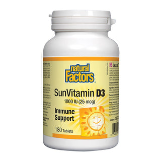 Natural Factors Sun Vitamin D3 1000 IU 180 Tablets