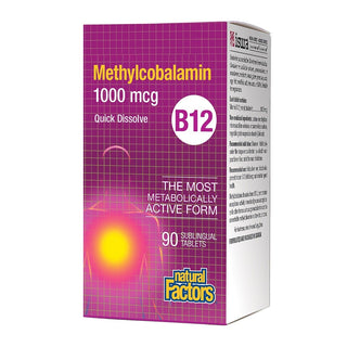 Natural Factors Vitamin B12 Methylcobalamin 1000mcg 90 Tablets