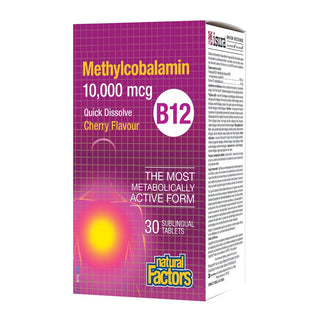 Natural Factors B12 Methylcobalamin 10,000 mcg Cherry 30 Tablets