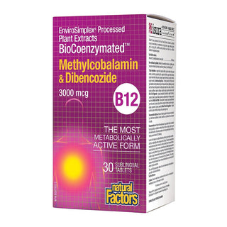 Natural Factors B12 BioCoenzymated Methylcobalamin & Dibencozide 3000 mcg 30 Tablets