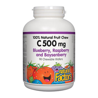 Natural Factors Vitamin C 500mg Blueberry, Raspberry and Boysenberry 90 Chewable Wafers