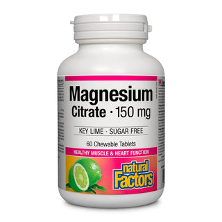 Natural Factors Magnesium Citrate 150mg Key Lime 60 Chewable Tablets