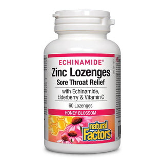 Natural Factors Echinamide Zinc Lozenges Honey Blossom 60 Lozenges