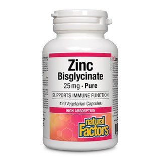 Natural Factors Zinc Bisglycinate 25mg 120 Veggie Caps