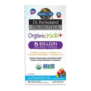 Garden of Life Dr. Formulated Probiotics Organic Kids+ 5 Billion CFU Cooler Stable Berry Cherry 30 Chews