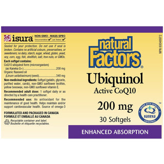 Natural Factors Ubiquinol Active CoQ10 200mg 30 Softgels