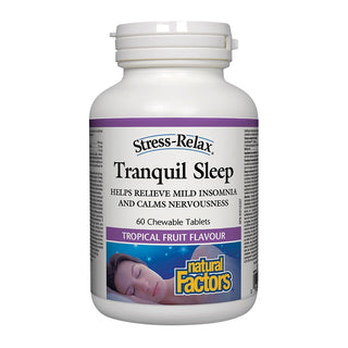 Natural Factors Stress-Relax Tranquil Sleep Tropical Fruit 60 Chewable Tablets