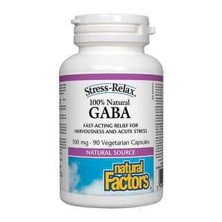 Natural Factors Stress-Relax GABA 100% Natural 100mg 90 Veggie Caps