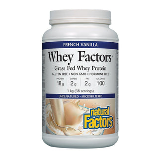 Natural Factors Whey Factors Grass Fed Whey Protein French Vanilla 1kg