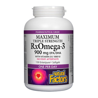 Natural Factors Rx Omega-3 Maximum Triple Strength 900mg With Vitamin D3 150 Softgels