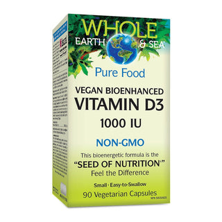 Whole Earth & Sea Vegan Bioenhanced Vitamin D3 1000 IU 90 Veggie Caps