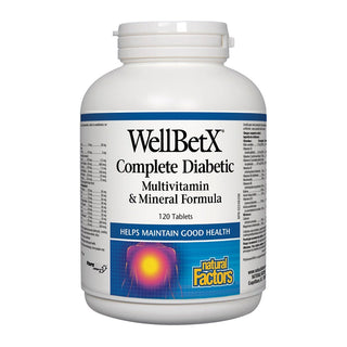 Natural Factors WellBetX Complete Diabetic Multivitamin & Mineral Formula 120 Tablets