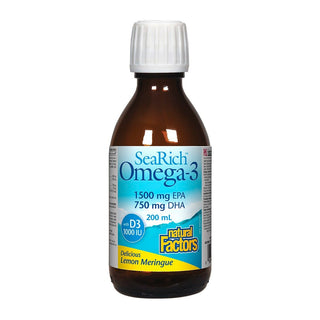 Natural Factors Sea Rich Omega-3 EPA 1500mg DHA 750mg With D3 Lemon Meringue 200mL