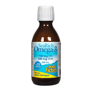 Natural Factors Sea Rich Omega-3 EPA 750mg DHA 500mg With D3 Lemon Meringue 200mL