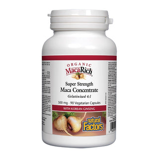 Natural Factors Organic Maca Rich Maca Concentrate Super Strength 500mg 90 Veggie Caps