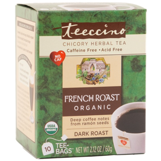 Teeccino Caffe Chicory Herbal Tea French Roast 10 Tea Bags