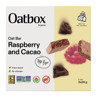 Oatbox Organic Oat Bar Raspberry And Cocoa 5x24g