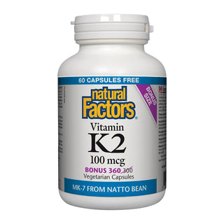 Natural Factors Vitamin K2 100mcg 300+60 Veggie Caps