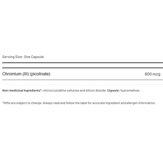 AOR Chromium Picolinate 600mcg 90 Capsules