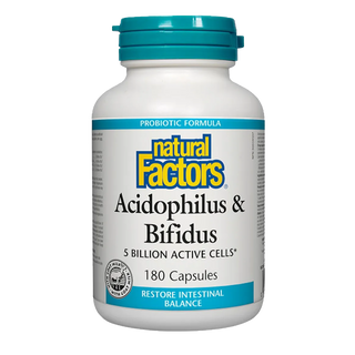 Natural Factors Acidophilus & Bifidus 5 Billion Active Cells 180 Capsules